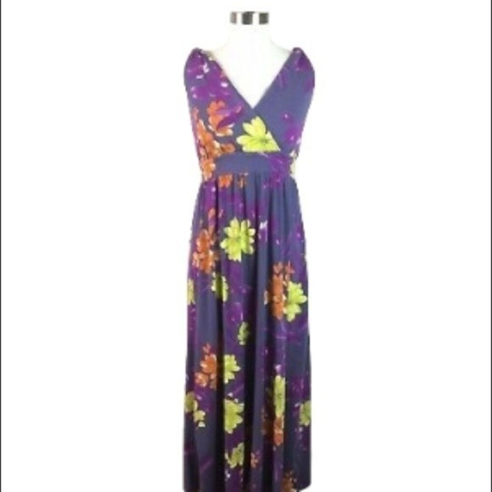 Garnet Hill Long Surplice Knot Floral Maxi Dress M - Picture 12 of 12